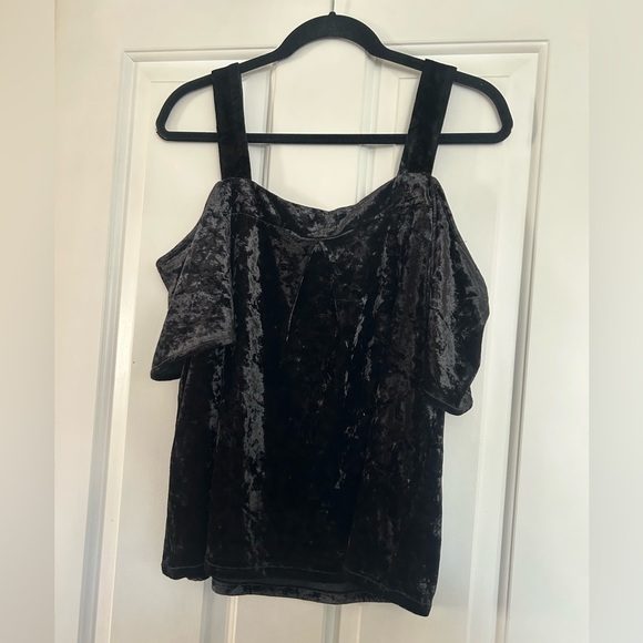 Sanctuary Black Velvet Cold Shoulder Top - Picture 8 of 8